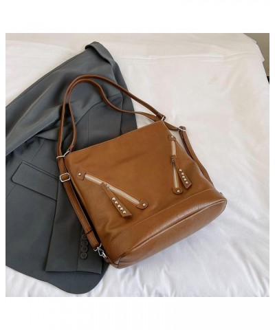 Trendy Crossbody Bag Zipper Closure Everyday Purse PU Leather Underarm Bag Vintage Shoulder Bag with Adjustable Strap Khaki $...