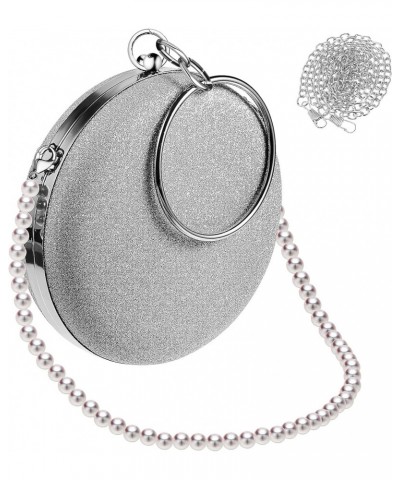 Evening Clutch Purse for Women's Round Bag Handbag with Round Ring and Detachable Pearls Chains for Wedding Evening Party $12...