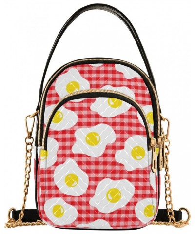 Cell Phone Purse Fried Egg Red Plaid Crossbody Handbag Durable Shoulder Bag Sturdy Travel Pouch Compact Chic Bag for Women Gi...