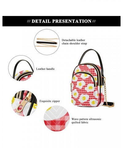 Cell Phone Purse Fried Egg Red Plaid Crossbody Handbag Durable Shoulder Bag Sturdy Travel Pouch Compact Chic Bag for Women Gi...