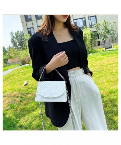 Small Shoulder Purses for Women Hand-held PU Leather Female Bag, Woven Diagonal Chain Flap Small Square Bag (Color : Black) W...