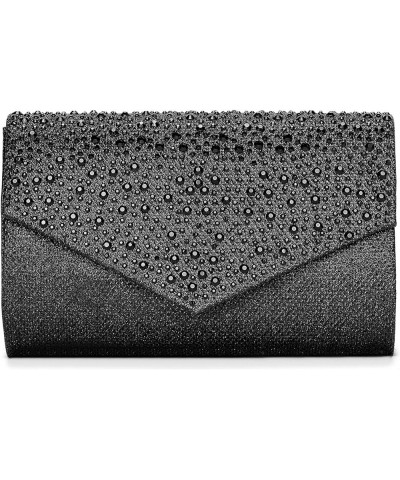 Women Evening Bag Clutch Rhinestone Envelope Party Handbag Bridal Prom Purse Black $12.97 Evening Bags