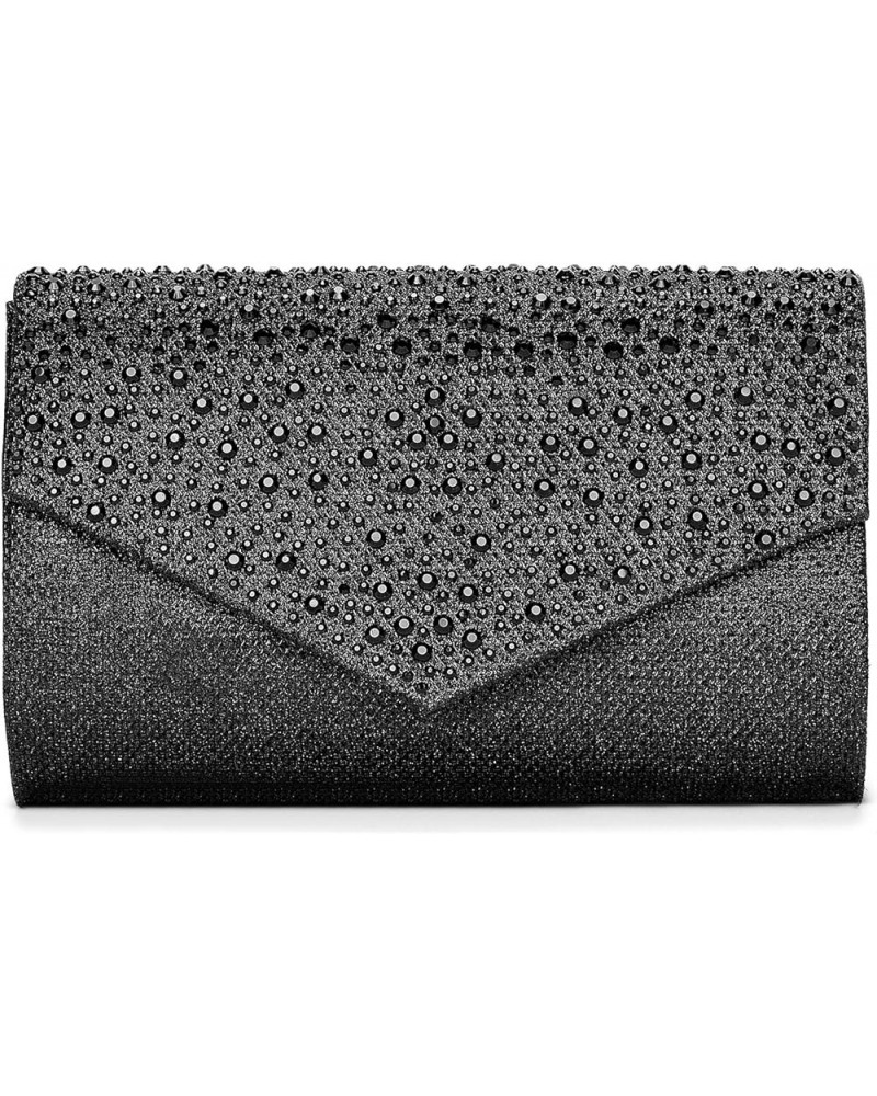 Women Evening Bag Clutch Rhinestone Envelope Party Handbag Bridal Prom Purse Black $12.97 Evening Bags