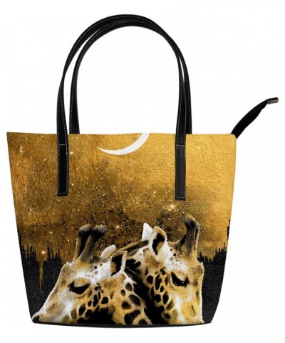 Shoulder Bag Tote Bags for Women Giraffe Galaxy Leather Shopper Work Handbags Large Casual Bag $27.72 Totes