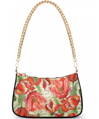 Floral Shoulder Bag Gloriosa Tulip Retro Women Clutch Handbag Shoulder Purch Boho Bag Date Chain Bag Tote Bag Spring Holiday ...