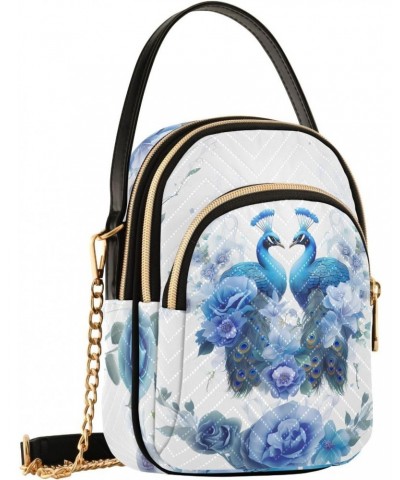 Flowers and Peacocks Womens Sling Backpack Crossbody Chain Shoulder Bags Waist Packs Multipurpose Handbags for Travel Shoppin...