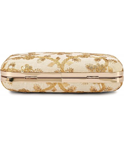 Hand Crafted Designer Box Clutch For Women, Zari Embroidery Clutch For Women/Hand Clutch For Women Golden $16.50 Clutches