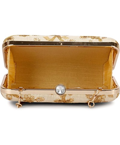 Hand Crafted Designer Box Clutch For Women, Zari Embroidery Clutch For Women/Hand Clutch For Women Golden $16.50 Clutches