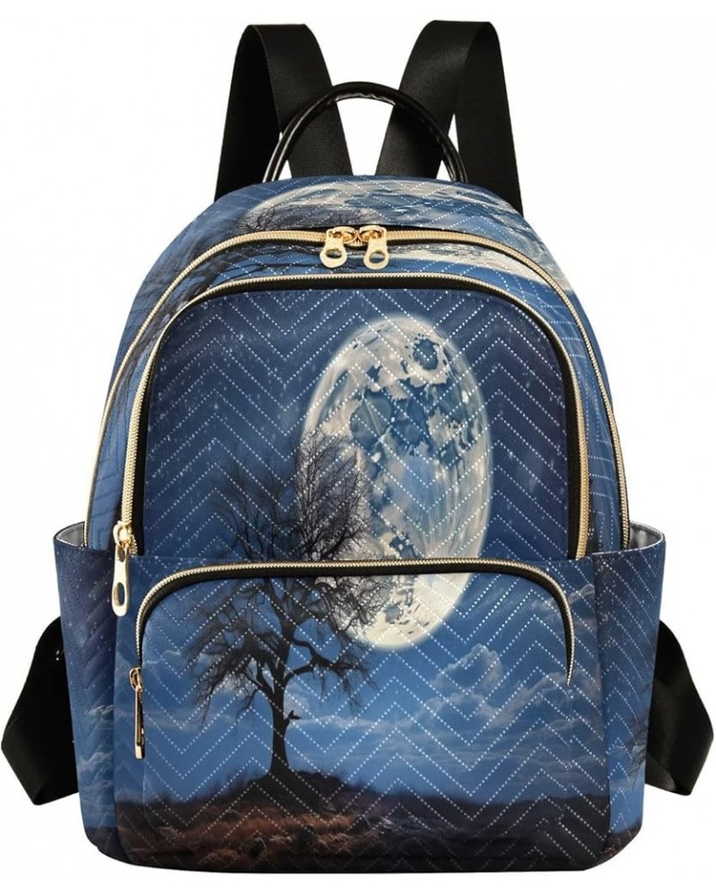 Moon Trees Quilted Backpack for Women Purse Shoulder Bags Travel Bag for Daily Work Nurse S Small $14.57 Backpacks