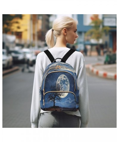 Moon Trees Quilted Backpack for Women Purse Shoulder Bags Travel Bag for Daily Work Nurse S Small $14.57 Backpacks