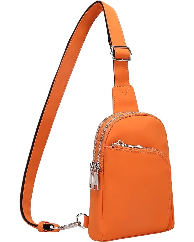 Small Crossbody Sling Bag Nylon Fanny Packs Fashion Sport Belt Bag Travel Shoulder Purses for Women Nylon-Orange $16.23 Cross...