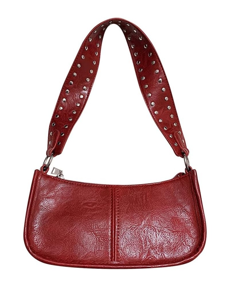 Red Shoulder Bag Y2k Purse for Women Trendy Leather Handbag 90s Clutch Purse Top Handle Satchel Retro Crossbody Bag A1-red $2...