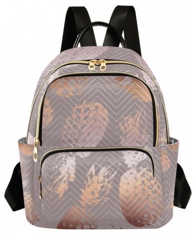 Women Backpack Pineapple Rose Gold Anti-Theft Travel Backpack with Luggage Belt Lightweight Handbag Lady Purse Roomy Double Z...