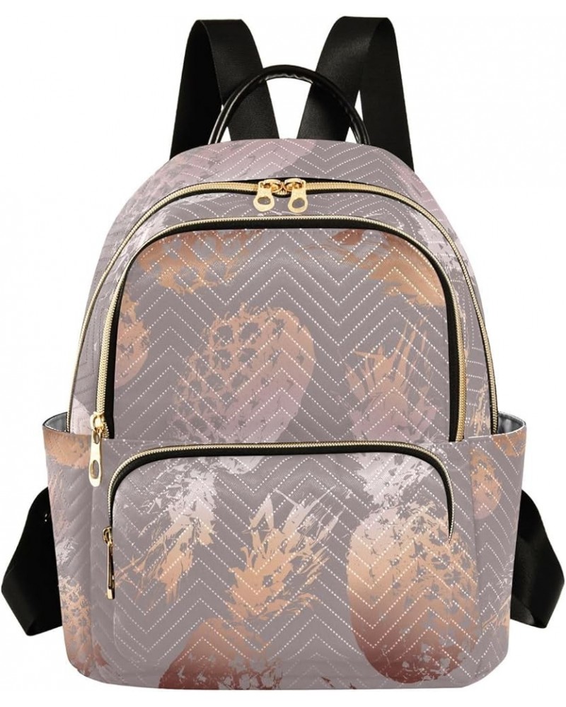 Women Backpack Pineapple Rose Gold Anti-Theft Travel Backpack with Luggage Belt Lightweight Handbag Lady Purse Roomy Double Z...