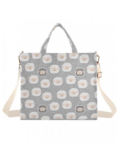 Grey and White Sheep Corduroy Tote Versatile Shoulder Bag for Women with Zipper Magnetic Clasp，S $17.69 Totes