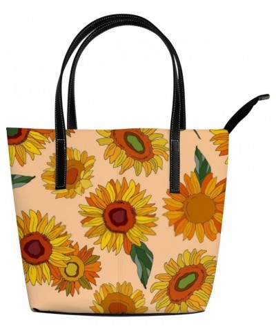 Yellow Beautiful Cute Yellow Sunflowers Tote Bag for Women Leather Handbags Women's Crossbody Handbags Work Tote Bags for Wom...