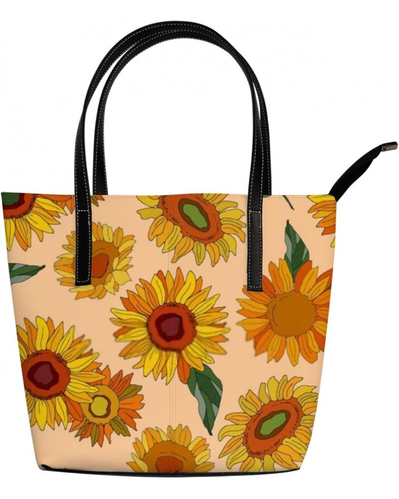 Yellow Beautiful Cute Yellow Sunflowers Tote Bag for Women Leather Handbags Women's Crossbody Handbags Work Tote Bags for Wom...