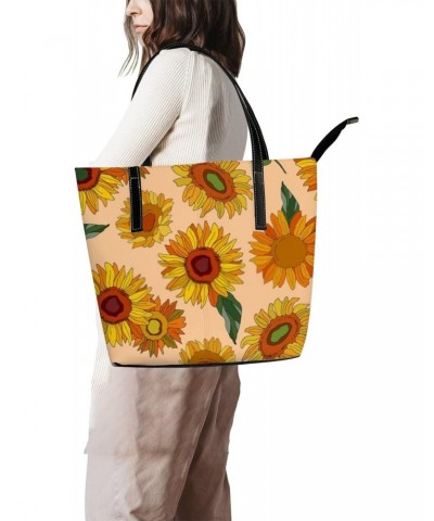 Yellow Beautiful Cute Yellow Sunflowers Tote Bag for Women Leather Handbags Women's Crossbody Handbags Work Tote Bags for Wom...