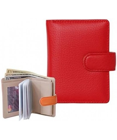 Women's Genuine Leather Slim Wallet Credit Card Holder Mini Purse Red Red $8.39 Wallets