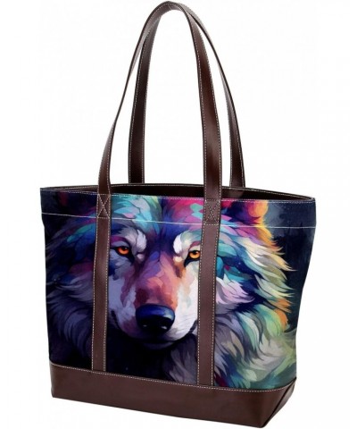 Wolf Canvas Leather Mix Hand-Held Bag - Stylish and Durable 13.3x4.7x12.2 in Handbag for Women - Ideal for Everyday Use - Lim...