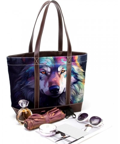 Wolf Canvas Leather Mix Hand-Held Bag - Stylish and Durable 13.3x4.7x12.2 in Handbag for Women - Ideal for Everyday Use - Lim...