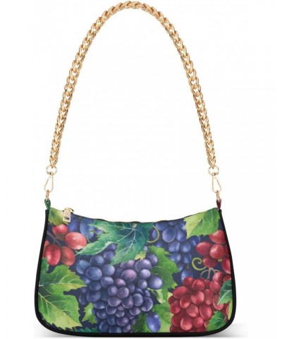 Grapes Leaves Fashion Quilted Crossbody Bag for Women Shoulder Evening Purse with Gold Chain & Smooth Zipper Satchel Hobo Han...