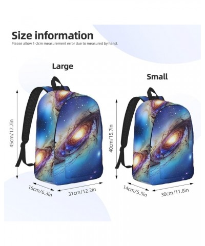 Blue Galaxy Print Unisex Canvas Bag Canvas Shoulder Pouch Pack Lightweight Backpack For Woman Lady Black Small $23.75 Backpacks