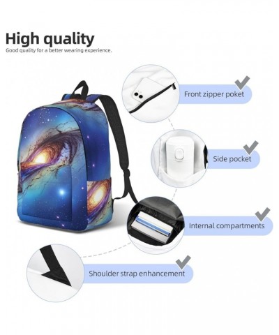 Blue Galaxy Print Unisex Canvas Bag Canvas Shoulder Pouch Pack Lightweight Backpack For Woman Lady Black Small $23.75 Backpacks