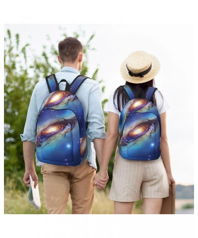 Blue Galaxy Print Unisex Canvas Bag Canvas Shoulder Pouch Pack Lightweight Backpack For Woman Lady Black Small $23.75 Backpacks