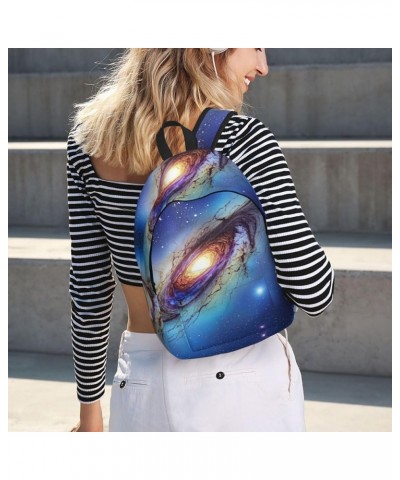 Blue Galaxy Print Unisex Canvas Bag Canvas Shoulder Pouch Pack Lightweight Backpack For Woman Lady Black Small $23.75 Backpacks