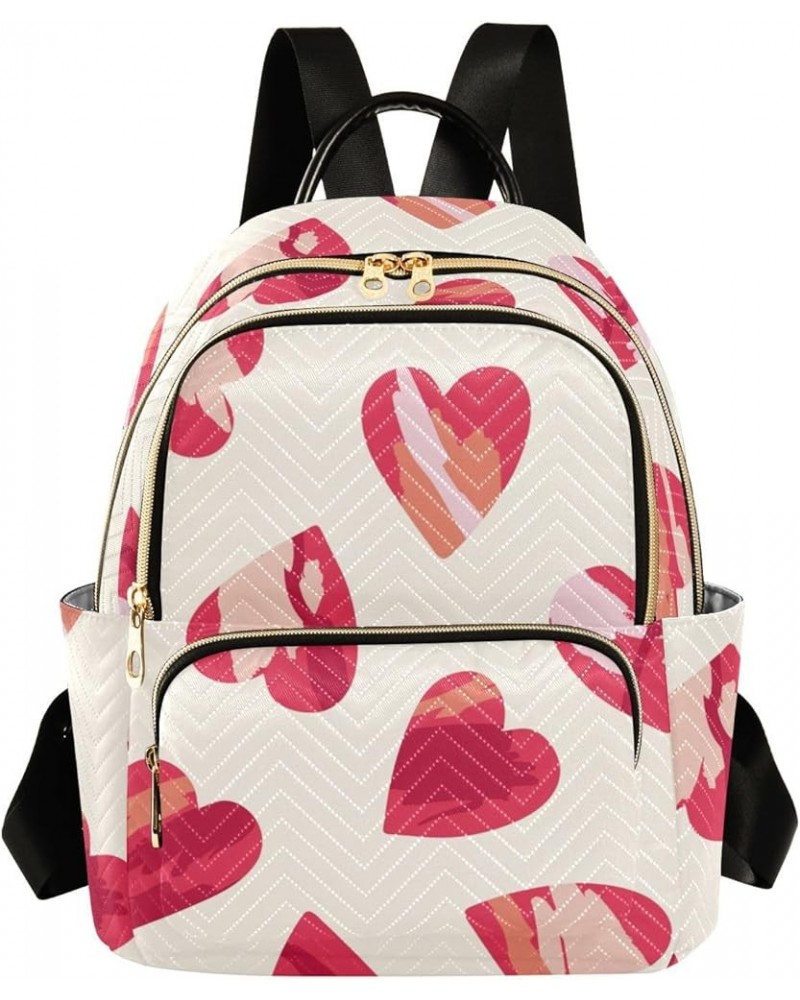 Red Valentine's Day Hearts Backpack Purse for Women Lightweight Back Pack Casual Daypack Travel Shoulder Bag Bookbag - M Medi...