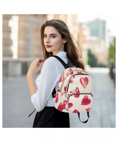 Red Valentine's Day Hearts Backpack Purse for Women Lightweight Back Pack Casual Daypack Travel Shoulder Bag Bookbag - M Medi...