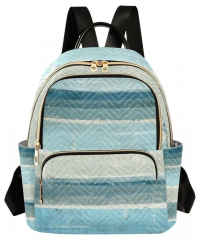 Women Backpack Grey Blue Abstract Stripes Anti-Theft Travel Backpack with Luggage Belt Lightweight Handbag Lady Purse Roomy D...