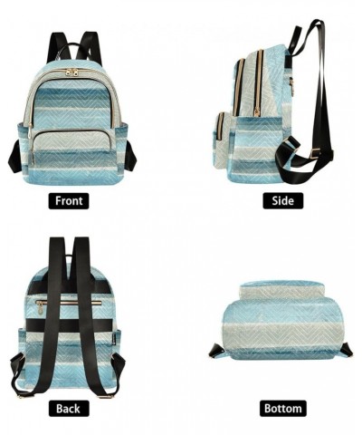 Women Backpack Grey Blue Abstract Stripes Anti-Theft Travel Backpack with Luggage Belt Lightweight Handbag Lady Purse Roomy D...