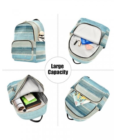 Women Backpack Grey Blue Abstract Stripes Anti-Theft Travel Backpack with Luggage Belt Lightweight Handbag Lady Purse Roomy D...