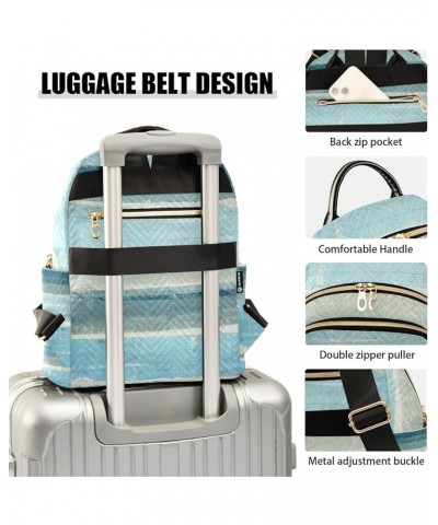 Women Backpack Grey Blue Abstract Stripes Anti-Theft Travel Backpack with Luggage Belt Lightweight Handbag Lady Purse Roomy D...