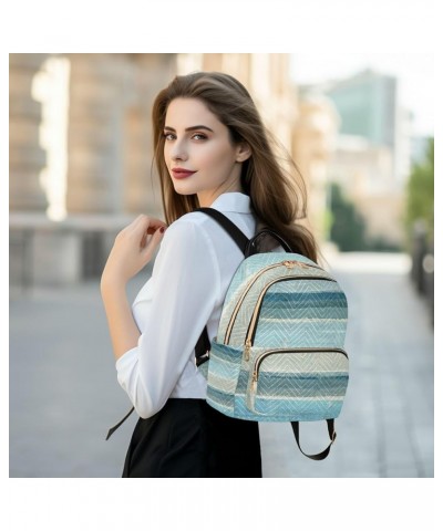 Women Backpack Grey Blue Abstract Stripes Anti-Theft Travel Backpack with Luggage Belt Lightweight Handbag Lady Purse Roomy D...