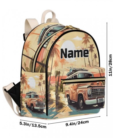 Beach Summer Tree Car Custom Mini Backpack Purse for Women Personalized Fashion Leather Small Backpack Shoulder Handbag Trave...