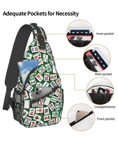 Sling Backpack Mah Jongg Pattern Travel Hiking Daypack Crossbody Shoulder Bag $13.99 Backpacks