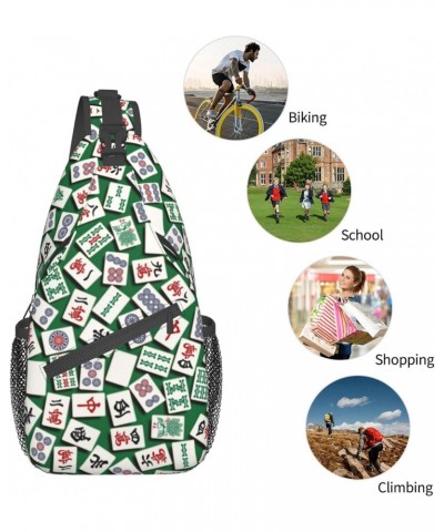 Sling Backpack Mah Jongg Pattern Travel Hiking Daypack Crossbody Shoulder Bag $13.99 Backpacks