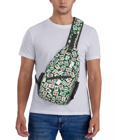 Sling Backpack Mah Jongg Pattern Travel Hiking Daypack Crossbody Shoulder Bag $13.99 Backpacks