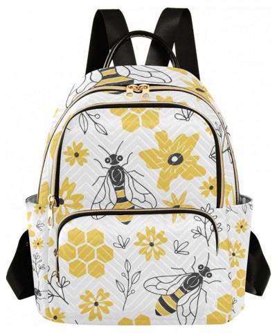 Women Backpack Doodle Flower Bee Cute Anti-Theft Travel Backpack with Luggage Belt Lightweight Handbag Lady Purse Roomy Doubl...