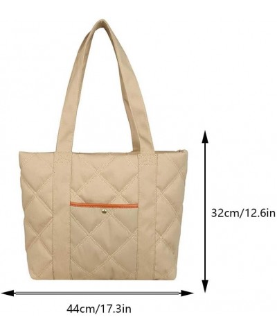 Women Casual Shoulder Bag Large Capacity Quilted Fashion Top-Handle Bag Lightweight Solid Work Bag Zipper Closure Khaki $10.8...