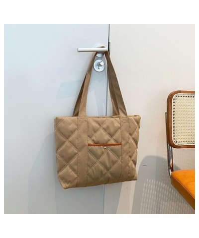 Women Casual Shoulder Bag Large Capacity Quilted Fashion Top-Handle Bag Lightweight Solid Work Bag Zipper Closure Khaki $10.8...