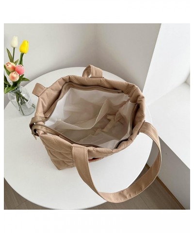 Women Casual Shoulder Bag Large Capacity Quilted Fashion Top-Handle Bag Lightweight Solid Work Bag Zipper Closure Khaki $10.8...