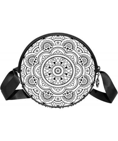 Indian Style Bohemia Mandala Crossbody Bag for Women Teen Girls Round Canvas Shoulder Bag Purse Tote Handbag Bag $10.70 Totes