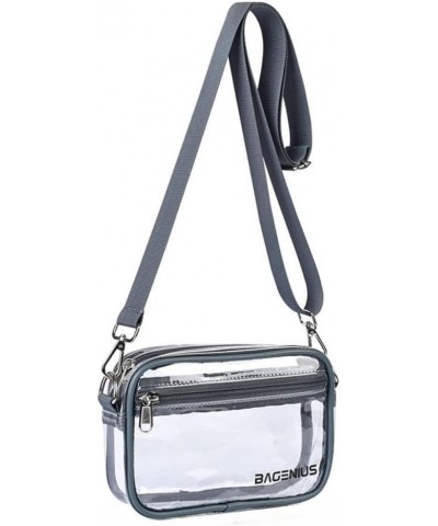 New Waterproof Transparent PVC Crossbody Bag with Detachable Shoulder Strap for Stadium Events and Coins Grey Gold Buckle $10...