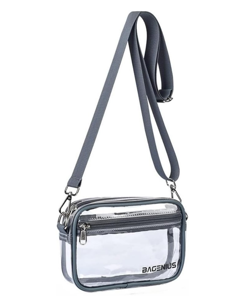 New Waterproof Transparent PVC Crossbody Bag with Detachable Shoulder Strap for Stadium Events and Coins Grey Gold Buckle $10...