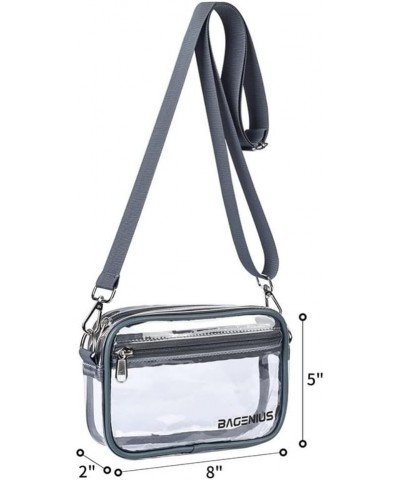 New Waterproof Transparent PVC Crossbody Bag with Detachable Shoulder Strap for Stadium Events and Coins Grey Gold Buckle $10...