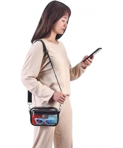 New Waterproof Transparent PVC Crossbody Bag with Detachable Shoulder Strap for Stadium Events and Coins Grey Gold Buckle $10...